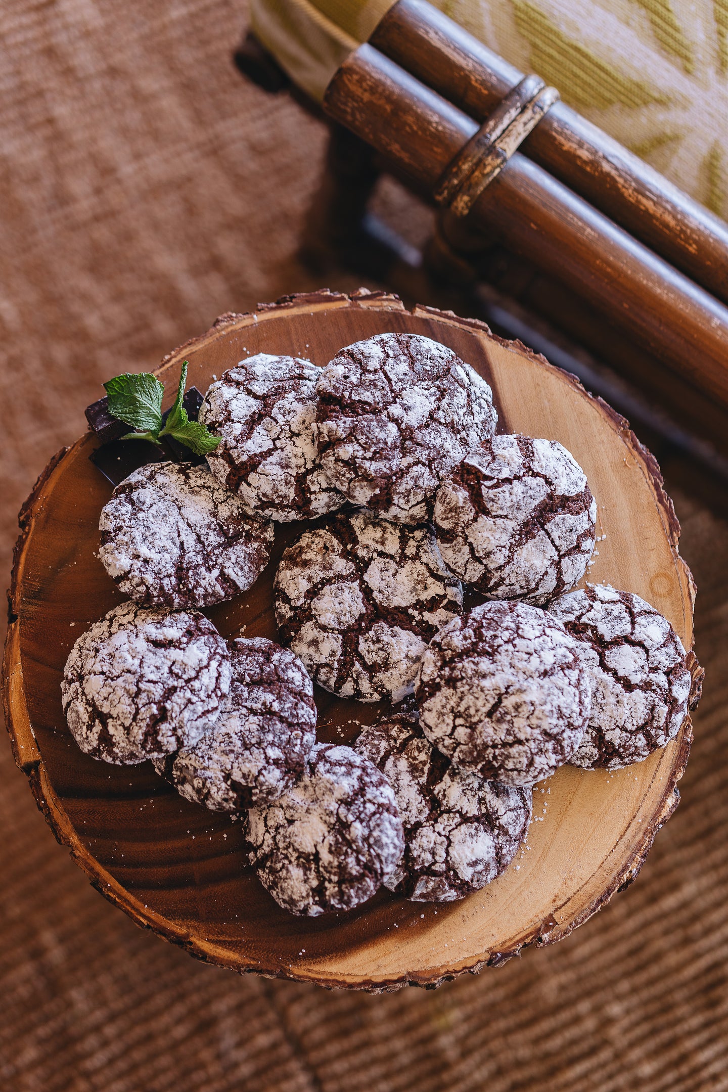 Vegan Chocolate Peppermint Crinkle Cookies