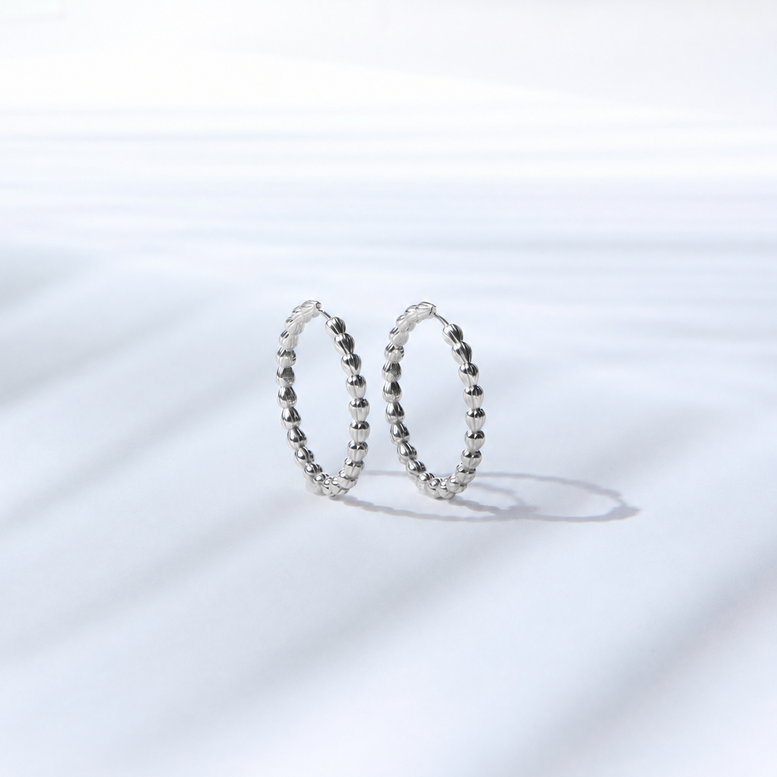 Lei Pikake Hoop Earrings - Large - Sterling Silver