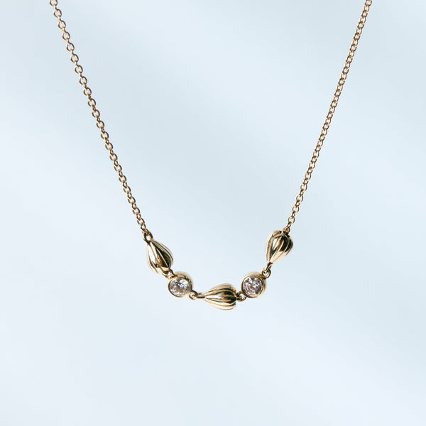 Mini Pikake Chain Necklace with Diamonds