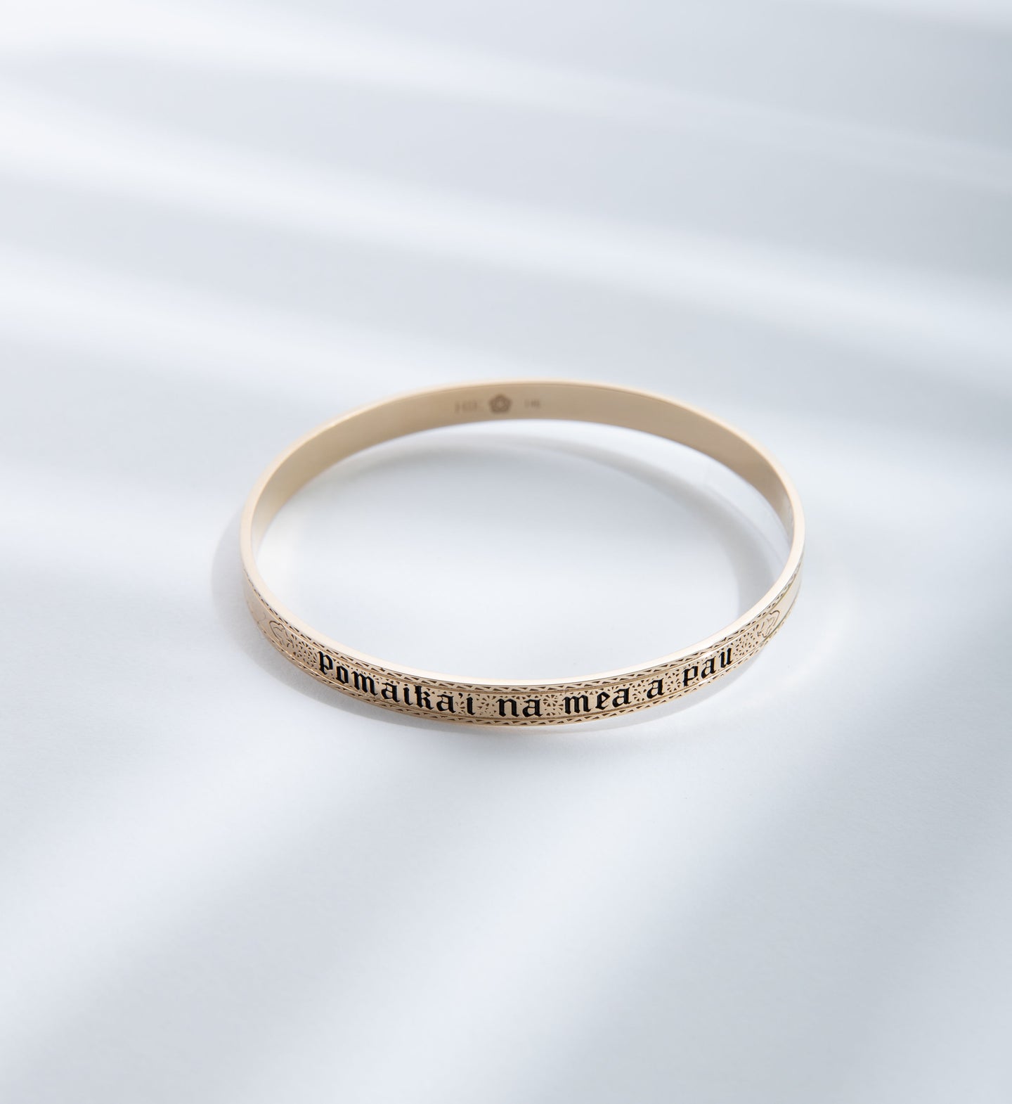 HIE 1881 Fleur De Lis gold bangle bracelet with engraving